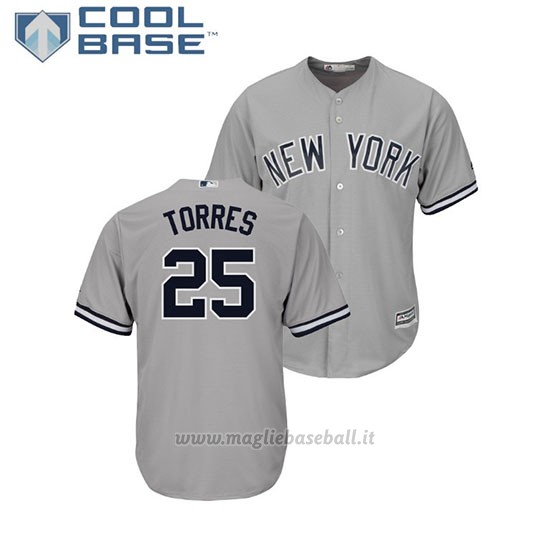 Maglia Baseball Uomo New York Yankees Gleyber Torres Cool Base Majestic Grigio